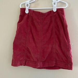 Free People Modern Femme Poppy Red Corduroy Mini Skirt Size 0